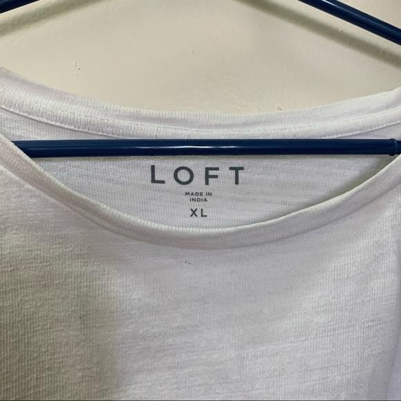 2 for $15‼️ White 3/4 Sleeve Shirt w/ Twist Detail Hem - Loft - Picture 2 of 8